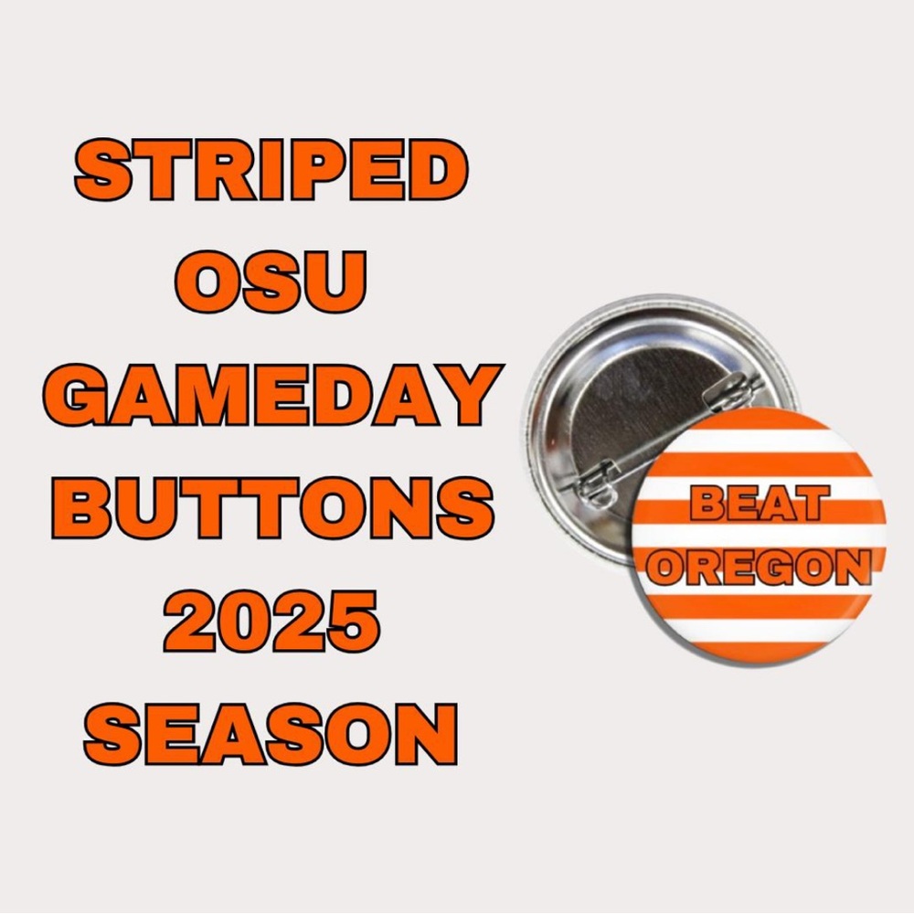 OSU Striped Gameday Button - Orange and White